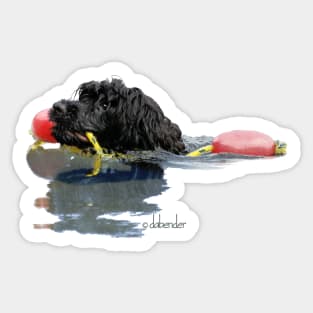 Portuguese Water Dog with Red Float Line Sticker